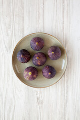 Raw Organic Figs on a Plate, top view.