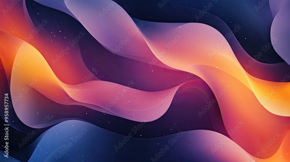 Poster modern wave pattern with sleek, vibrant curves and smooth gradients, ideal for adding a dynamic and 