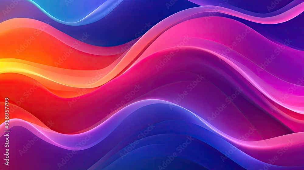 Poster modern wave pattern with sleek, vibrant curves and smooth gradients, ideal for adding a dynamic and 