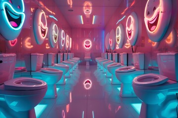 Neon smile bathroom installation