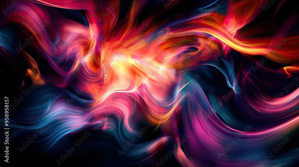 Poster moving and blending colorful abstract design, featuring dynamic effects that enhance the visual appe