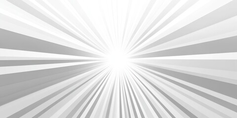 Fototapeta premium A white background crossed by light grey rays originating from the centre, radiating in all directions. Abstract background with dynamic effect with rays.