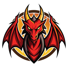 Mascot Dragon Logo Design, Dragon with Spread Wings Vector Illustration