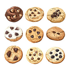 An assortment of delicious cookies featuring various flavors and textures. Perfect for dessert lovers and baking enthusiasts.