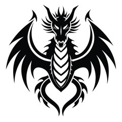 Mascot Dragon Logo Design, Dragon with Spread Wings Vector Illustration