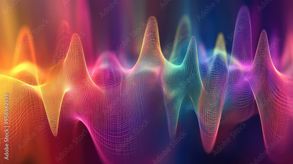 Poster Resonance waves in a colorful abstract background, featuring rhythmic patterns and smooth transitions for a dynamic visual effect.