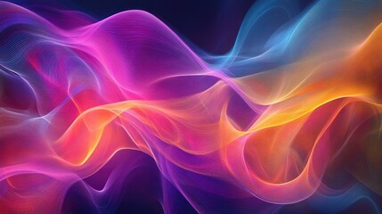 Obraz premium Resonance waves in an abstract background, showcasing rhythmic patterns and fluid motion in a spectrum of colors. Great for digital designs.