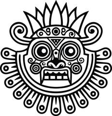 hand drawn abstract motifs of ancient mexican tattoo vector illustration