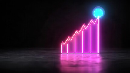 Animated infographic of a business plan unfolding, neon colors, Digital presentation, Dynamic business strategy visualization