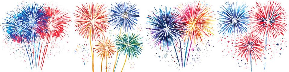 Colorful fireworks burst in vibrant patterns against a dark night sky, celebrating joy and festive moments.