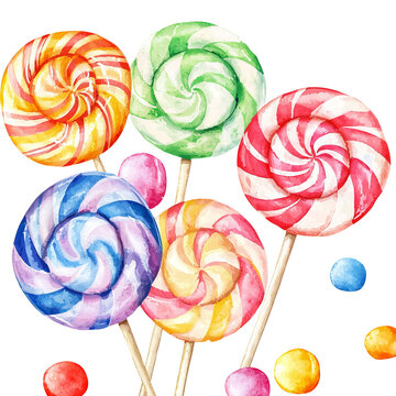 recommend clip art: Colorful lollipops in various flavors, perfect for candy lovers and sweet-themed designs.