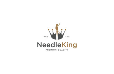 Needle king logo design template flat vector