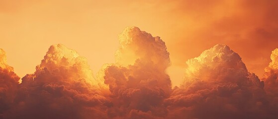 Golden hour sky collage with cotton candy clouds, warm tones, magical horizon, peaceful vibe