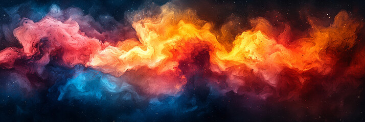 Fototapeta premium Abstract cosmic background with vibrant colors of red, orange, and blue.