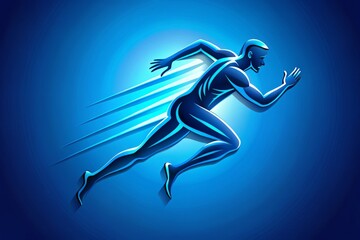 Sleek, modern logo featuring a stylized silhouette of a runner in motion, conveying speed, energy, and determination,