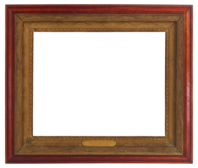 Red wooden picture frame in PNG format on a transparent background.