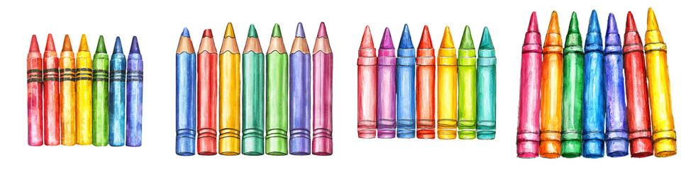 Vibrant collection of colorful crayons arranged neatly, perfect for children's art projects or educational materials.