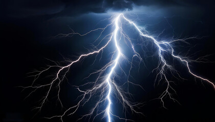  thunderstorm Lightning on black background, hyper realistic.