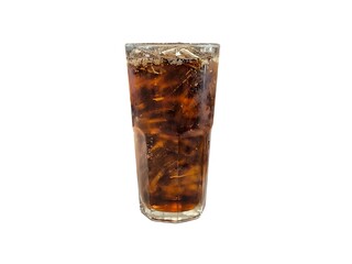 Iced cola soft drink in glass isolated on white background. Beverage menu