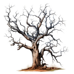 Obraz premium Dead Tree Isolated on a Transparent Background