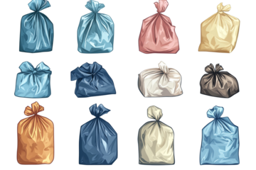Collection of Colorful Trash Bags