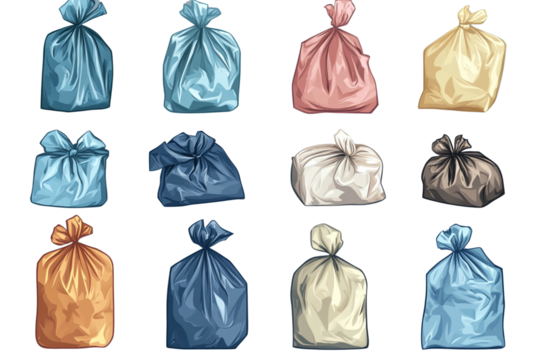 Collection of Colorful Trash Bags