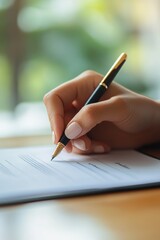 A Hand Reaches to Sign an Employment Contract, Symbolizing Achievement and Decision-Making