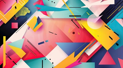 A banner with an abstract background of colorful geometric shapes
