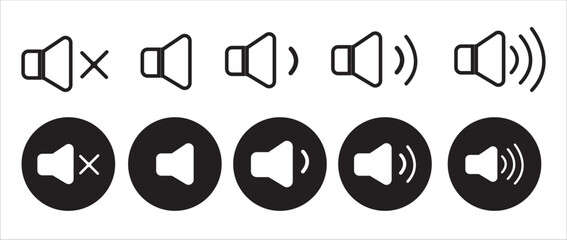 Video and sound icon set. Video, sound, mute icon vector illustration