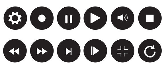 Video and sound icon set. Video, sound, mute icon vector illustration