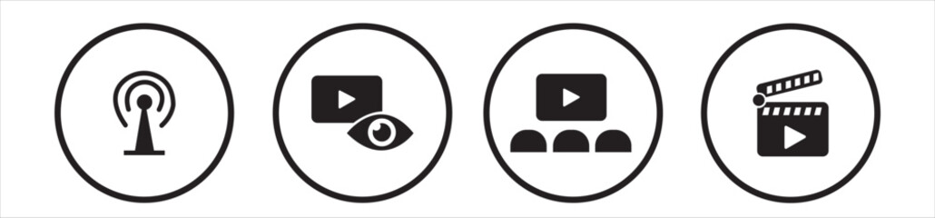 Video and sound icon set. Video, sound, mute icon vector illustration