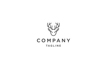 Head deer line art logo design template flat vector