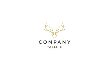 Head deer line art logo design template flat vector