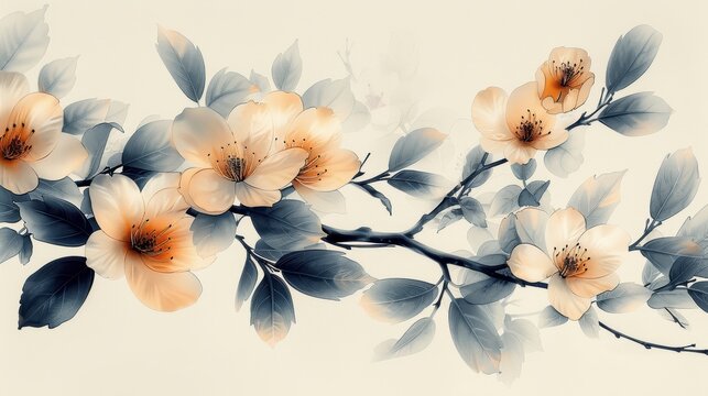 Elegant botanical lith print, featuring intricate designs in light champagne and black on a crisp white background, showcasing the beauty of nature 