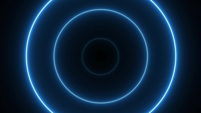 Blue Neon Radio Waves Animation Background.