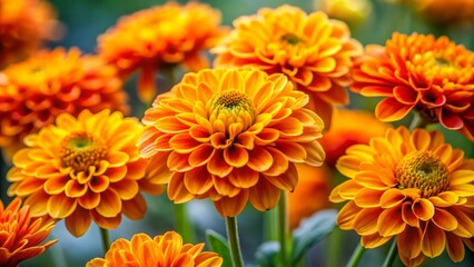 Fototapeta premium Vibrant orange-yellow murdago flowers bloom in clusters, their delicate petals and golden centers creating a stunning