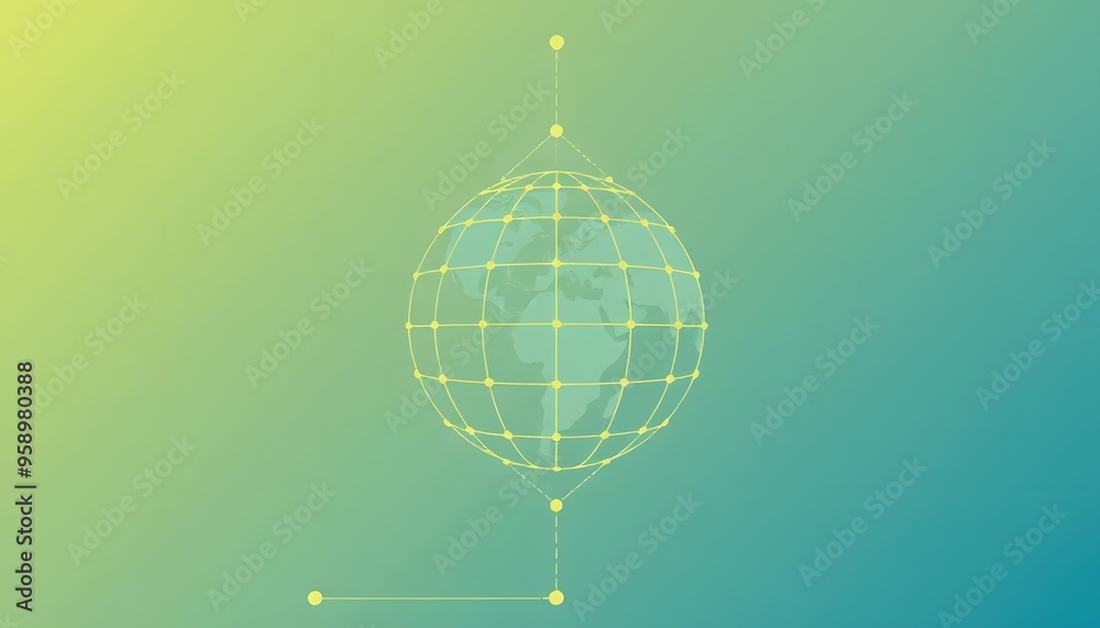 Sticker World map with globe Isolated on background. 