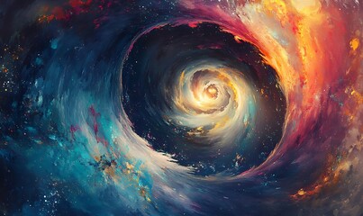 Abstract Cosmic Spiral with Vivid Colors and Star Dust
