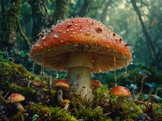 Fototapeta premium red mushroom in the forest