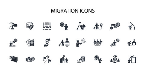 migration icon set.vector.Editable stroke.linear style sign for use web design,logo.Symbol illustration.