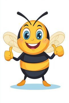 recommend clip art: An illustration of a cute honey bee welcoming hand gesture in cartoon form