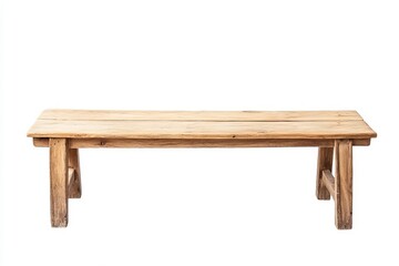 Rustic wooden bench with a simple, natural design perfect for outdoor or indoor settings.