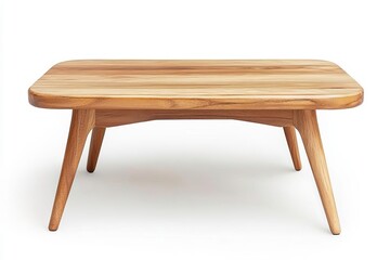 Fototapeta premium Stylish wooden coffee table with a modern design, perfect for enhancing any living room decor and providing functional elegance.