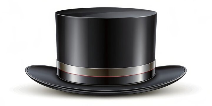 recommend clip art: Classic Black Top Hat with Silver Band, Vector Illustration, Formal Attire, Headwear, Fashion , top hat, hat