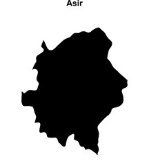 Asir province blank outline map