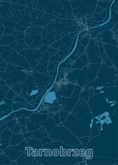 Tarnobrzeg, Poland artistic blueprint poster map