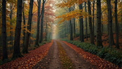 Obraz premium path in autumn forest