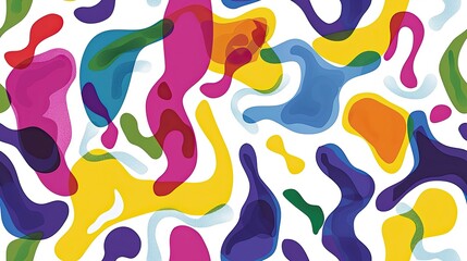 repeat surface pattern design, drop repeat, abstract fluid shapes on a white background, cute fluid shapes