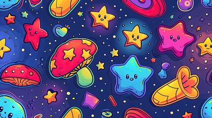 Naklejka premium seamless background of cartoon style outline, colorful background