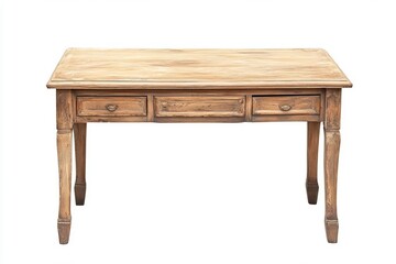 Fototapeta premium A rustic wooden table with two drawers, perfect for a cozy workspace or dining area, showcasing natural wood texture and charm.